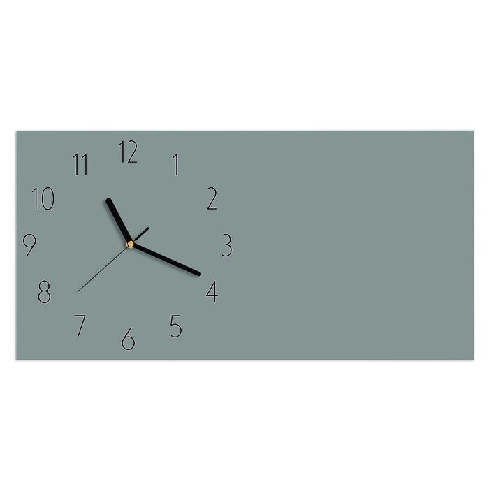 Wanduhr Grauer Hintergrund I aus Glas – Querformat 60 × 30 cm mit Ziffernblatt Elegant
