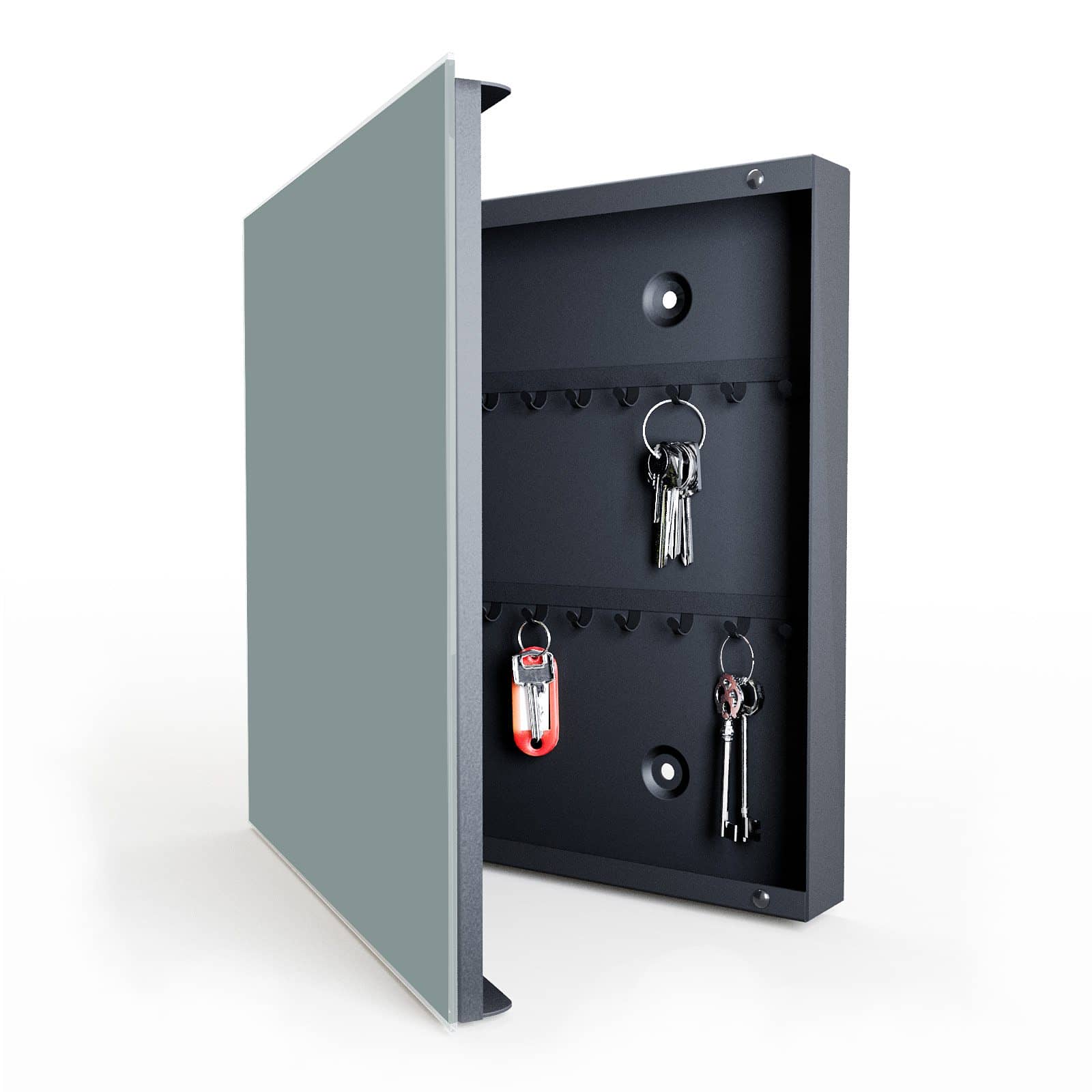 Beschreibbarer Schlüsselkasten XXL mit Motiv Grauer Hintergrund I in geöffneter Innenansicht
