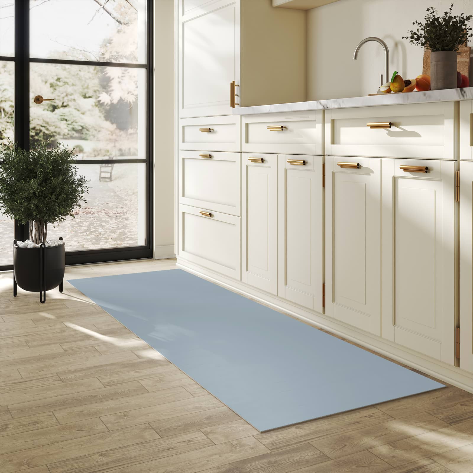 Farbbeständiger Küchenläufer mit Grauer Hintergrund II-Motiv in der Küche