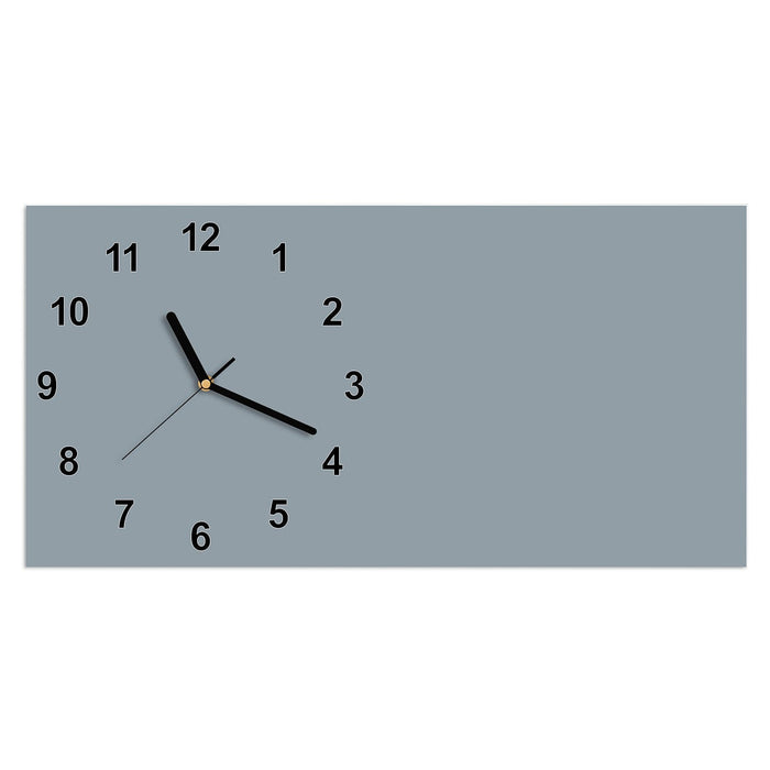 Wanduhr Grauer Hintergrund II aus Glas – Querformat 60 × 30 cm mit Ziffernblatt Modern