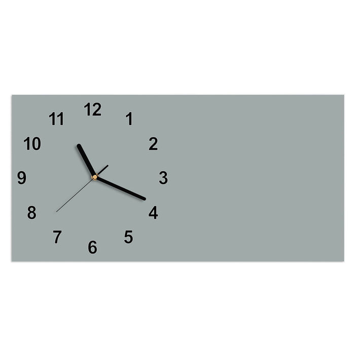 Wanduhr Grauer Hintergrund III aus Glas – Querformat 60 × 30 cm mit Ziffernblatt Modern