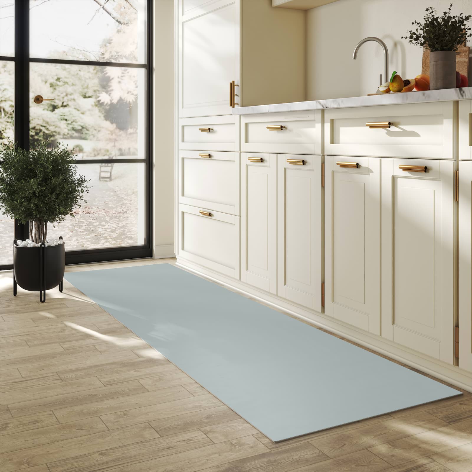 Abriebfester moderner Küchenläufer mit Grauer Hintergrund III-Motiv in der Küche