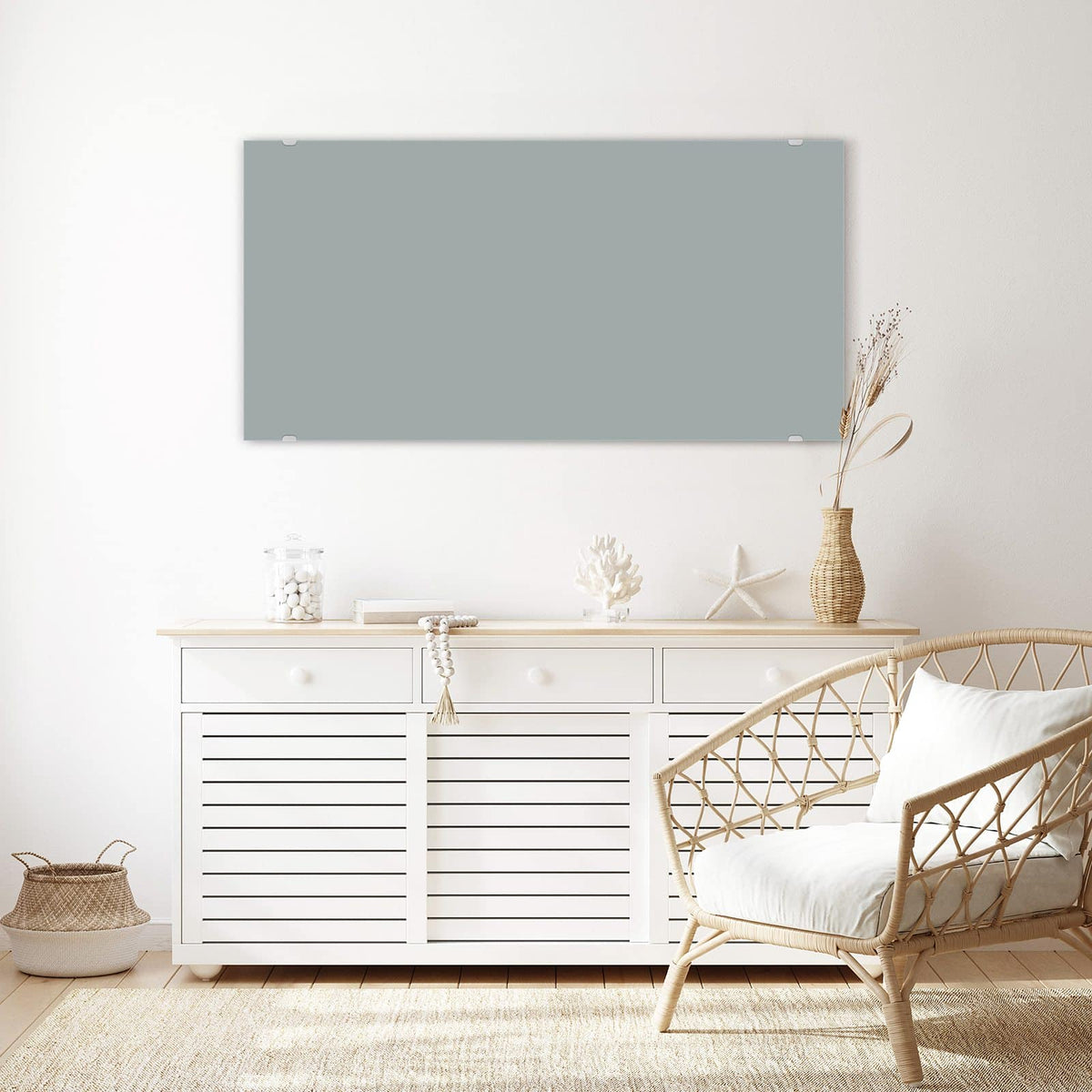 Echtglas, 4 mm – kein Acryl, keine Folie – Wandbild - Nebelgrau - Querformat