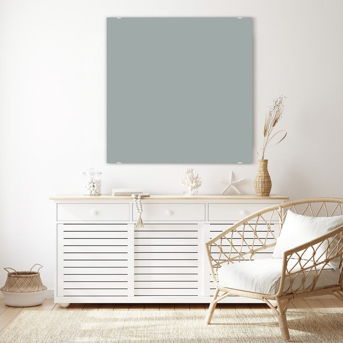 Echtglas, 4 mm – kein Acryl, keine Folie – Wandbild - Nebelgrau - Quadratisch