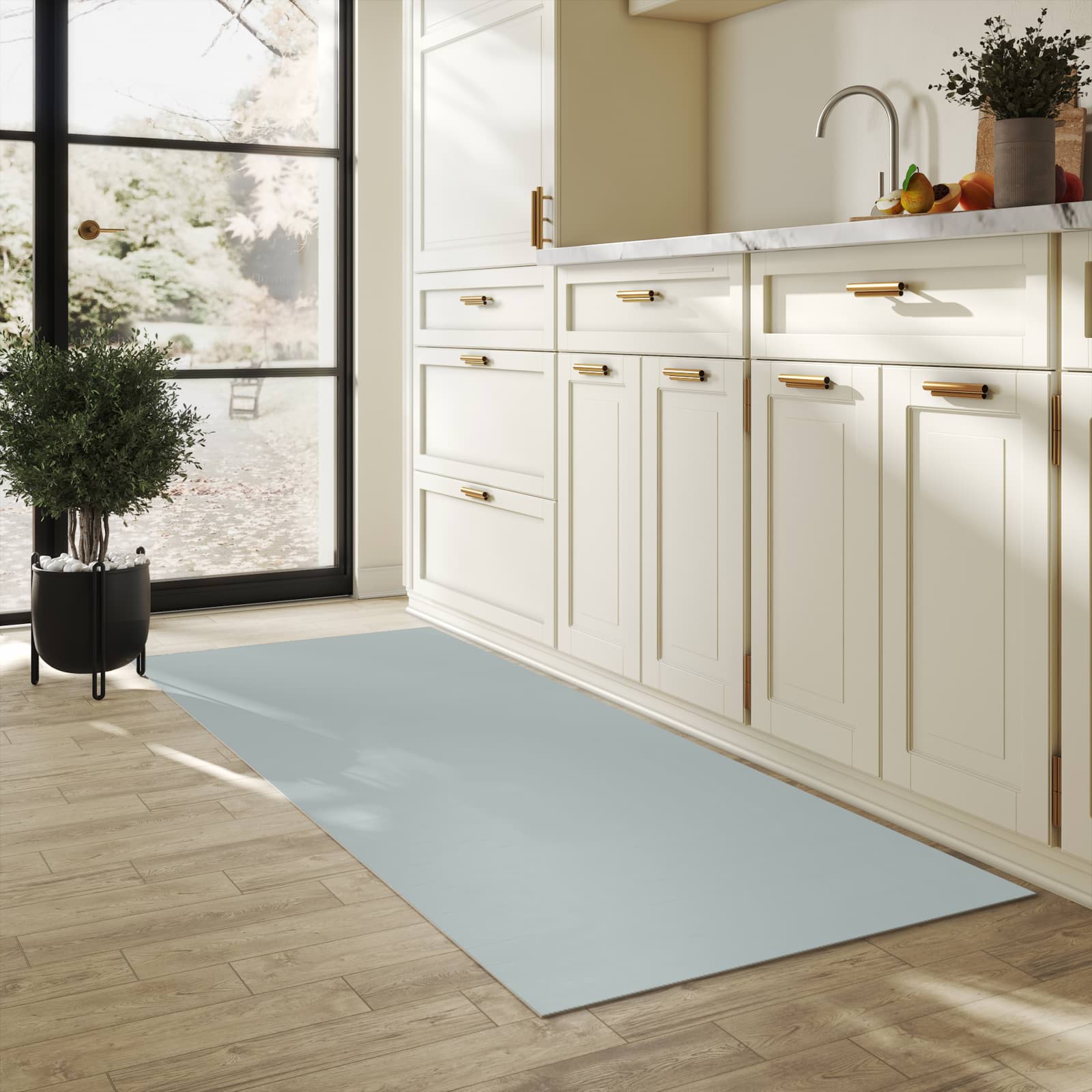 Waschbarer Küchenläufer mit Grauer Hintergrund III-Motiv in der Küche, UV-beständig