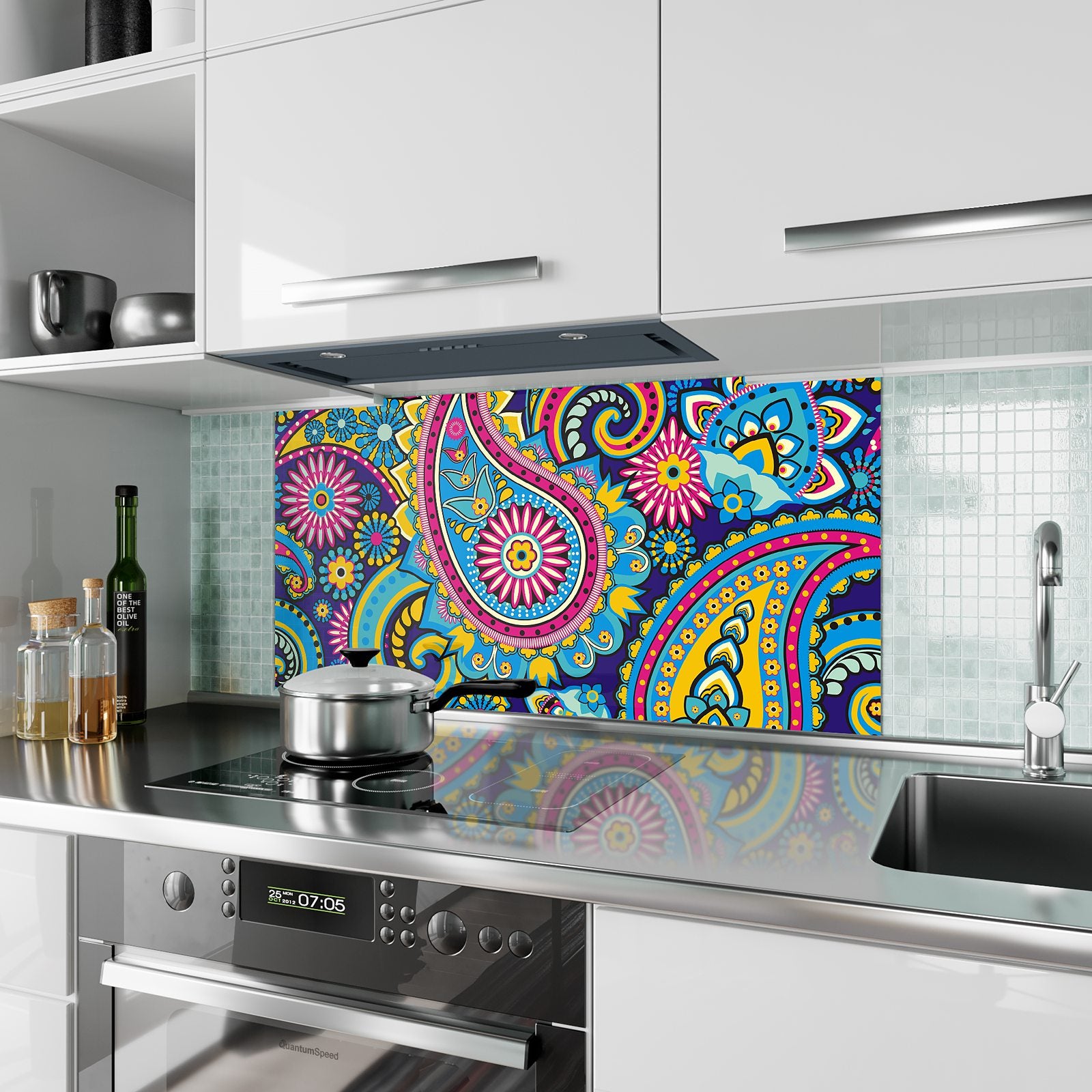 Moderne Küchenrückwand aus Glas Paisley Muster