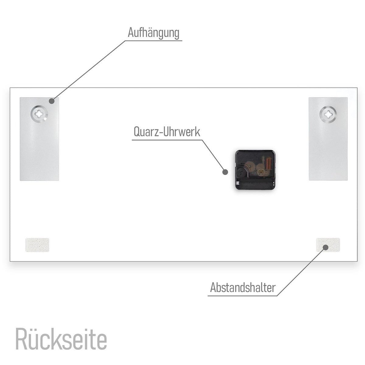 Wanduhr ohne Ticken – leises Quarzuhrwerk – Wanduhr Kiwi und Wasser aus Glas – Querformat 60 × 30 cm