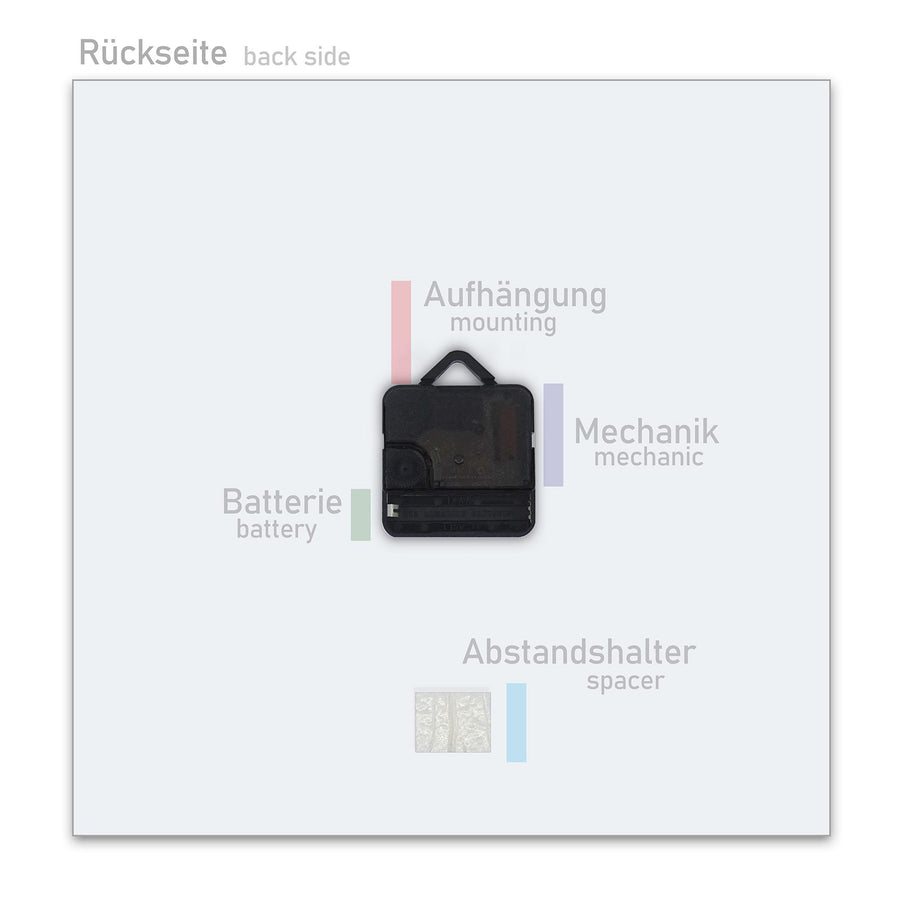 Maße Wanduhr Pfingstrosenmuster aus Glas – Quadratisch 30 × 30 cm