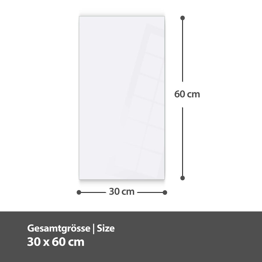 Maße Wanduhr Blüten im Mondlicht aus Glas – Hochformat 30 × 60 cm