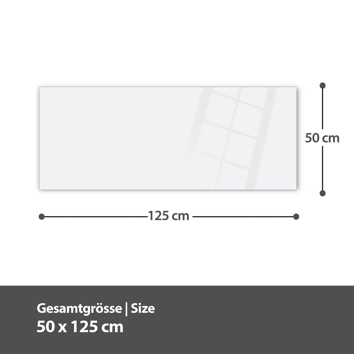 Maßzeichnung der Küchenrückwand aus Glas Soldaten im Abendrot: Gesamtgröße 50 × 125 cm