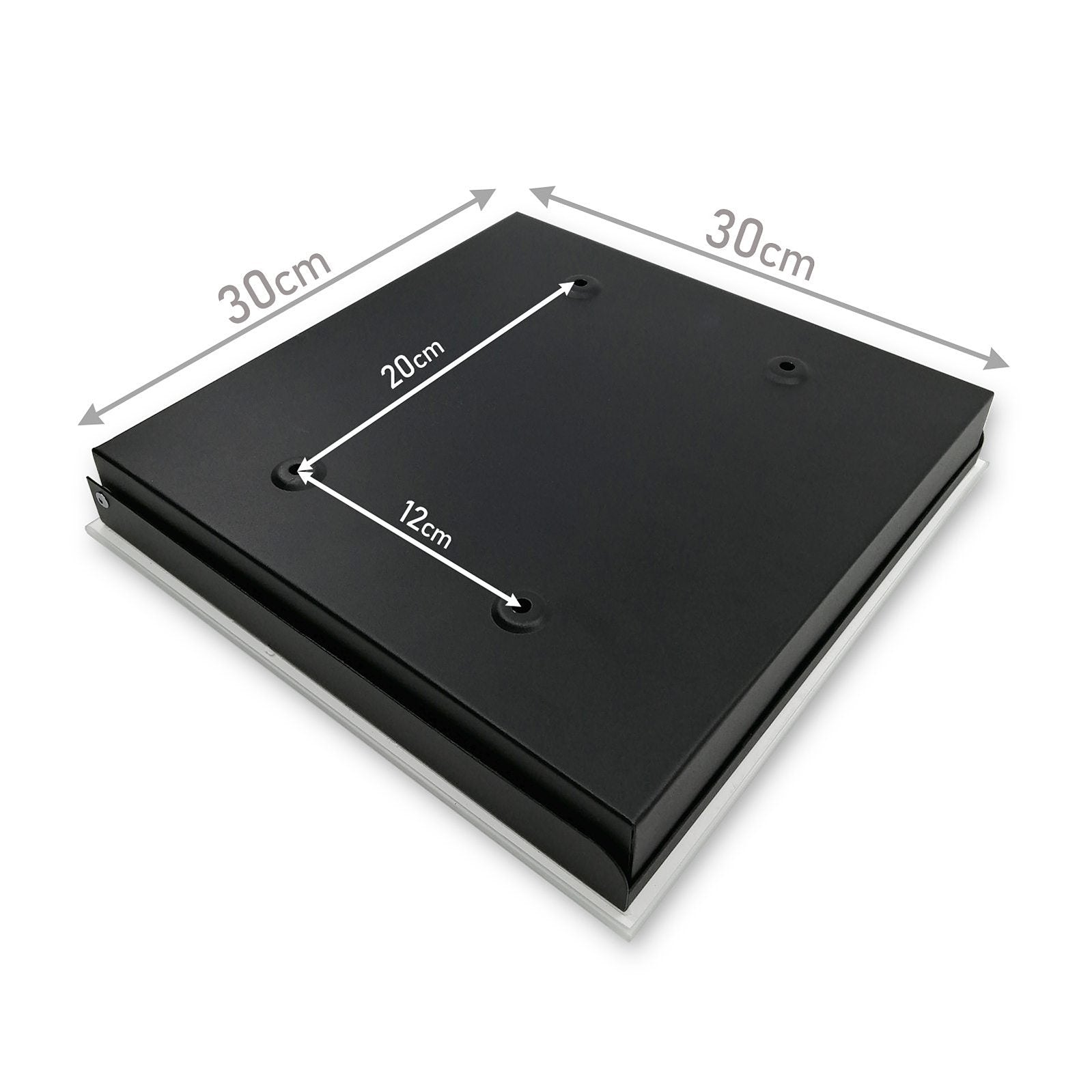 Pflegeleichter Schlüsselkasten Metall mit Motiv Wirbelnde Flüssigkeit auf der Rückseite mit Größenangabe 30 x 30 cm