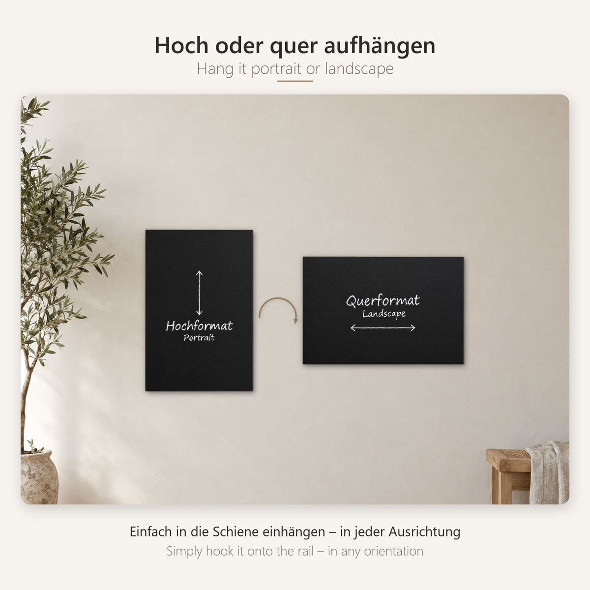 Kreidetafel hoch oder quer aufhängen – eine Tafel, zwei Formate